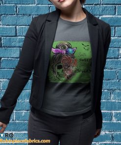 t shirt sport grey sweet and spooky bun hair pumpkin leopard halloween costume tv3zfv