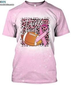 tackle breast cancer awareness leopard bleached t shirt tackle cancer football shirt 1 s4wH8