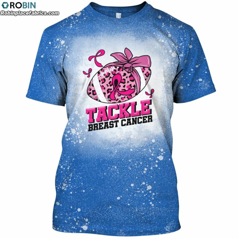 Tackle Breast Cancer Bleached T-Shirt – Breast Cancer Awareness Bleach Shirt for Football Lover