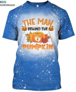 the man behind the pumpkin bleached t shirt halloween belly couples maternity bleached shirt 1 E1oO0