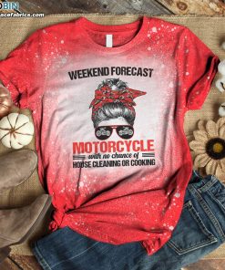 weekend forecast motorcycle messy hair bun bleached t shirt halloween women biker custom bleach shirt 2 0K2vJ