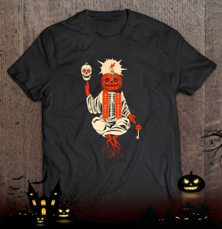 All Hail Halloween Pumpkin Skull Shirt