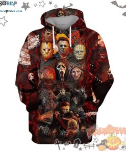 All Horror Movie Character Halloween Red 3D All-Over Print Unisex Hoodie