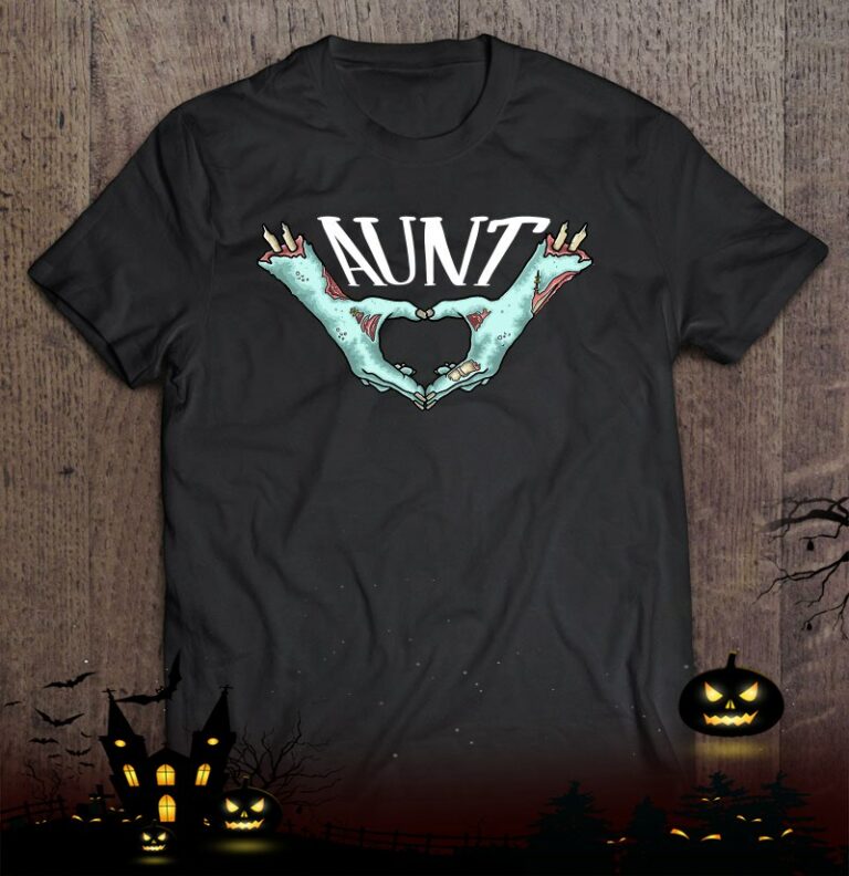 Aunt Zombie Hand Heart Halloween Costume Family Matching Shirt