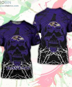 Baltimore Ravens T-Shirt Halloween Pumpkin Skull – AOP Tshirt