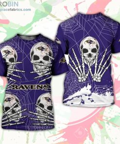 Baltimore Ravens T-Shirt Skull For Halloween Graphic – AOP Tshirt