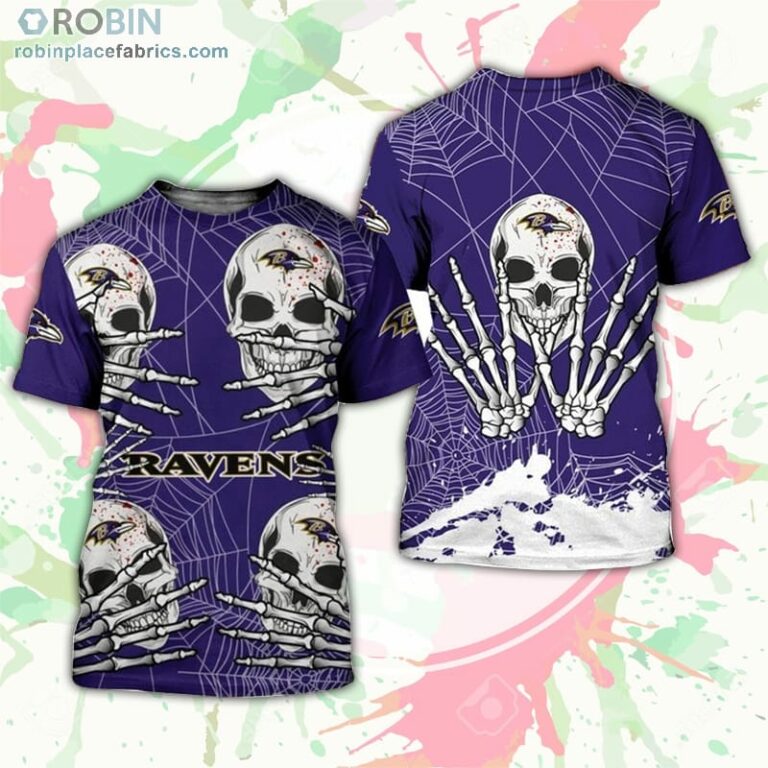 Baltimore Ravens T-Shirt Skull For Halloween Graphic – AOP Tshirt