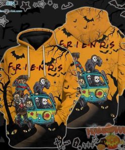 Bat Spiderweb Honnor Friends Halloween Black Orange 3D All-Over Print Unisex Hoodie