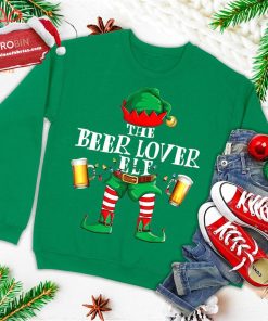 Beer Lover Elf Matching Christmas Family Group Gift Funny Ugly Christmas Sweatshirt