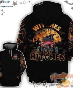 Big Moon Red Jeep Witches With Hitches Halloween Black 3D All-Over Print Unisex Hoodie