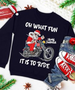 biker santa motorcycle fan merry christmas xmas holidays ugly christmas sweatshirt 2 lUJBU