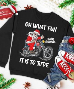 biker santa motorcycle fan merry christmas xmas holidays ugly christmas sweatshirt 3 pSYHX