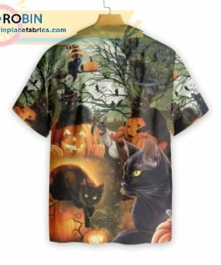 Black Cat & The Pumpkin Short Sleeve Hawaiian Shirts