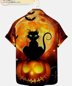 black cat and pumpkin short sleeve hawaiian shirts collar vintage shirts 258 EIJJx