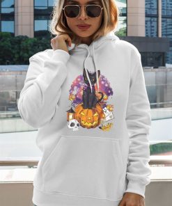 Black Cat and Pumpkin Skull Halloween Shirt