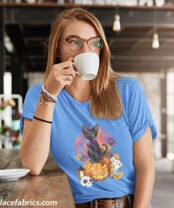 black cat and pumpkin skull halloween shirt 3 BOVQS