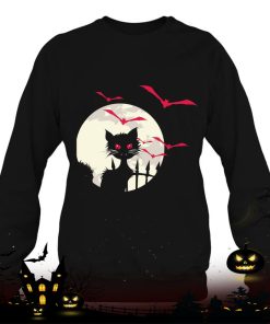 black cat full moon bats costume cute easy halloween gift shirt 1015 Ls6Le