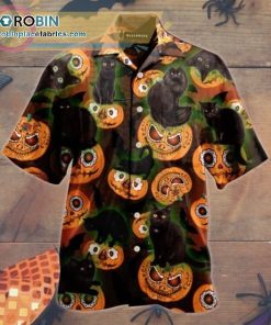 black cat halloween 3d casual short sleeve hawaiian shirts 257 ovf78