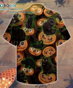 Black Cat Halloween 3D Casual Short Sleeve Hawaiian Shirts