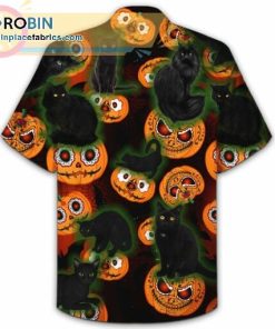 black cat halloween 3d casual short sleeve hawaiian shirts 368 TtRFl