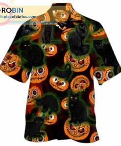 black cat halloween 3d casual short sleeve hawaiian shirts 374 jr9dh