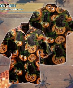 black cat halloween 3d casual short sleeve hawaiian shirts 96 ivbUg