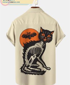 black cat Halloween Seekers Wrinkle Free Casual Short Sleeve Hawaiian Shirts