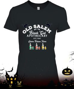 Black Cat Old Salem Apothecary Co Est Company Sign Witch Fun Shirt