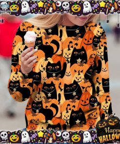 Black Cat Pumpkin Halloween Ugly Sweater