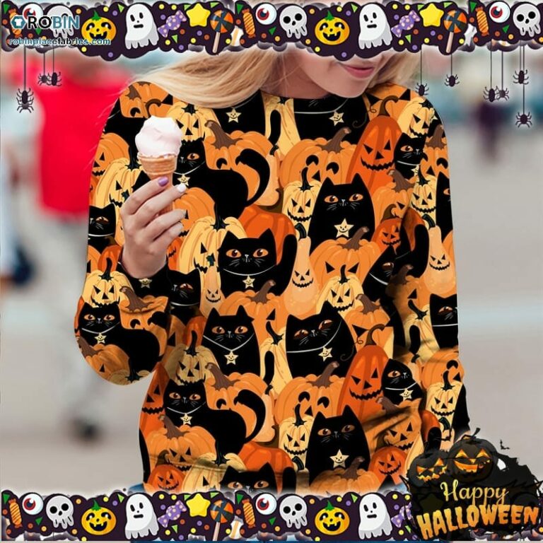 Black Cat Pumpkin Halloween Ugly Sweater
