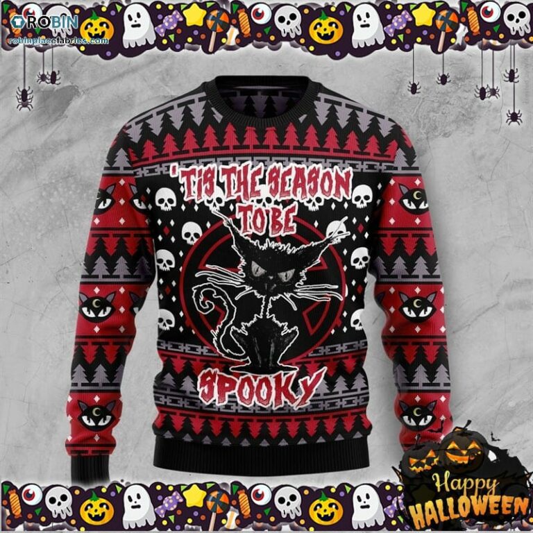Black Cat Spooky Halloween Ugly Sweater