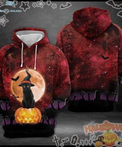 Black Cat Witch Halloween Galaxy 3D All-Over Print Unisex Hoodie