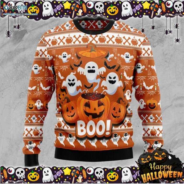Boo Pumpkin Halloween Ugly Sweater