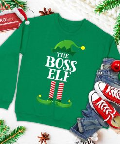 Boss Elf Matching Family Group Christmas Party Pajama Ugly Christmas Sweatshirt