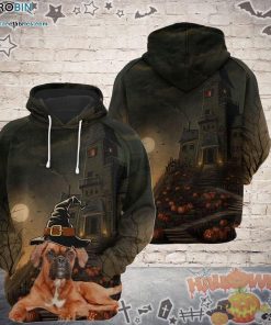 Boxer Castle Pumpkin Halloween Black 3D All-Over Print Unisex Hoodie