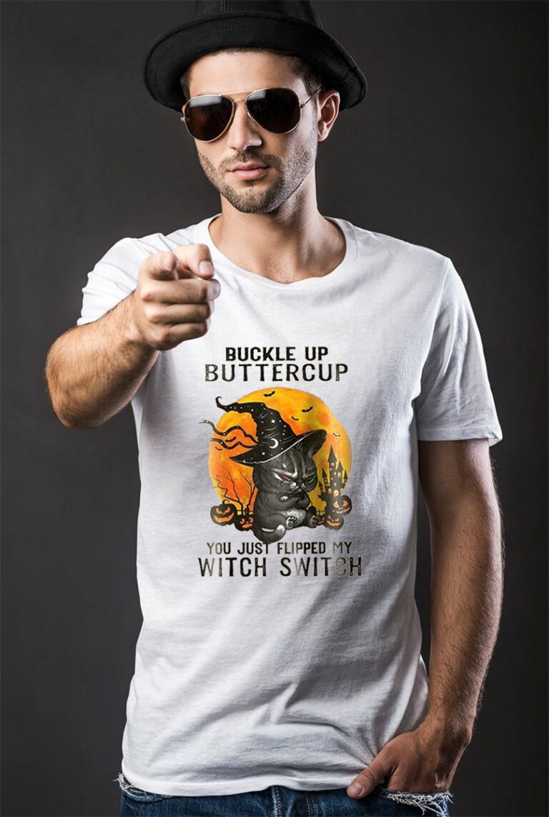 BUCKLE UP BUTTERCUP Black Cat Halloween Shirt