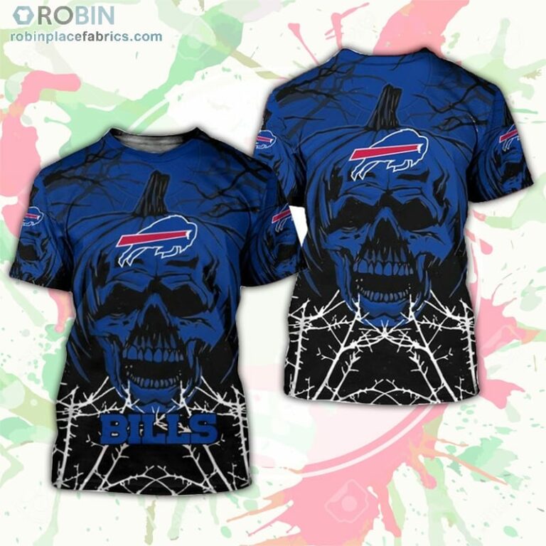 Buffalo Bills T-Shirt Halloween Pumpkin Skull – AOP Tshirt