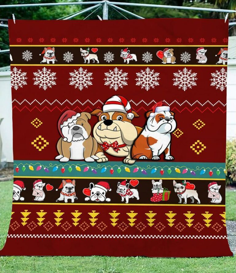 Bulldog Funny Cute Ugly Christmas Soft Throw Quilt & Fleece Blanket