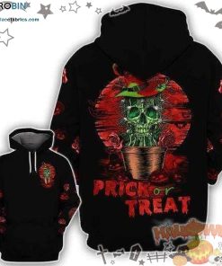 Cactus Skull Rose Prick Or Treat Halloween Black 3D All-Over Print Unisex Hoodie
