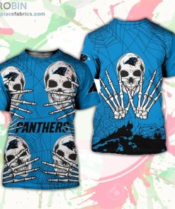Carolina Panthers T-Shirt Skull For Halloween Graphic – AOP Tshirt
