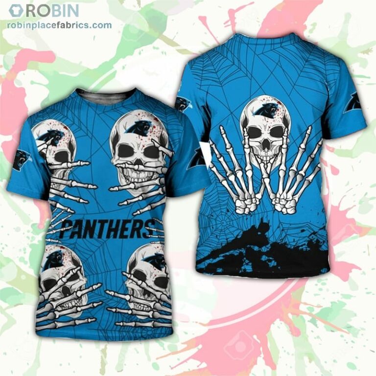 Carolina Panthers T-Shirt Skull For Halloween Graphic – AOP Tshirt