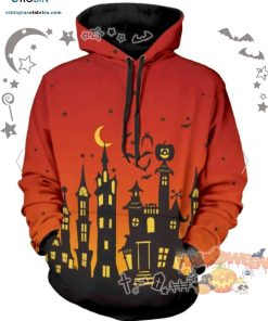Castle Pumpkin Halloween Orange 3D All-Over Print Unisex Hoodie