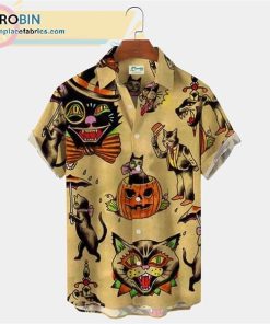 casual print shirts halloween pumpkin casual short sleeve hawaiian shirts 185 KCgZP
