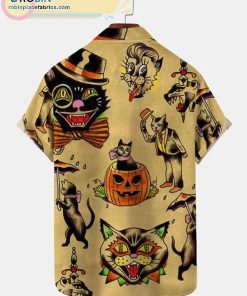 Casual Print Shirts Halloween Pumpkin Casual Short Sleeve Hawaiian Shirts