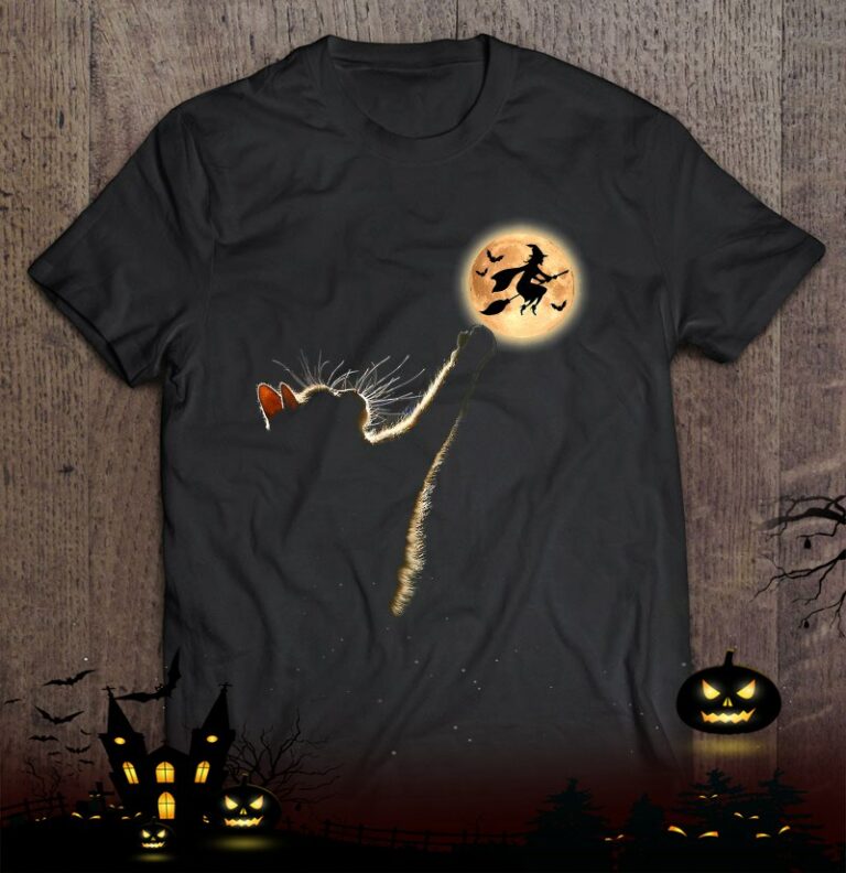 Cat Catching The Moon Funny Men Women Halloween Costumes Shirt