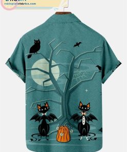 cat halloween graphic print casual short sleeve hawaiian shirts 184 Jg1df