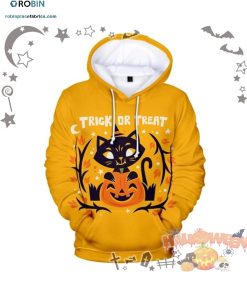 Cat Pumpkin Trick Or Treat Halloween 3D All-Over Print Unisex Hoodie