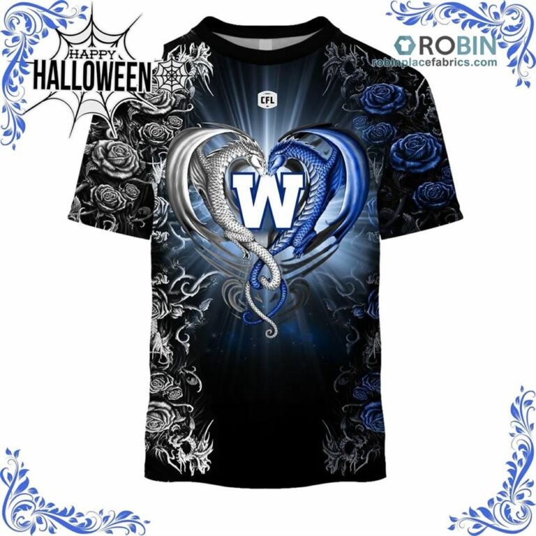 CFL Winnipeg Blue Bombers Rose Dragon All Over Print Shirt