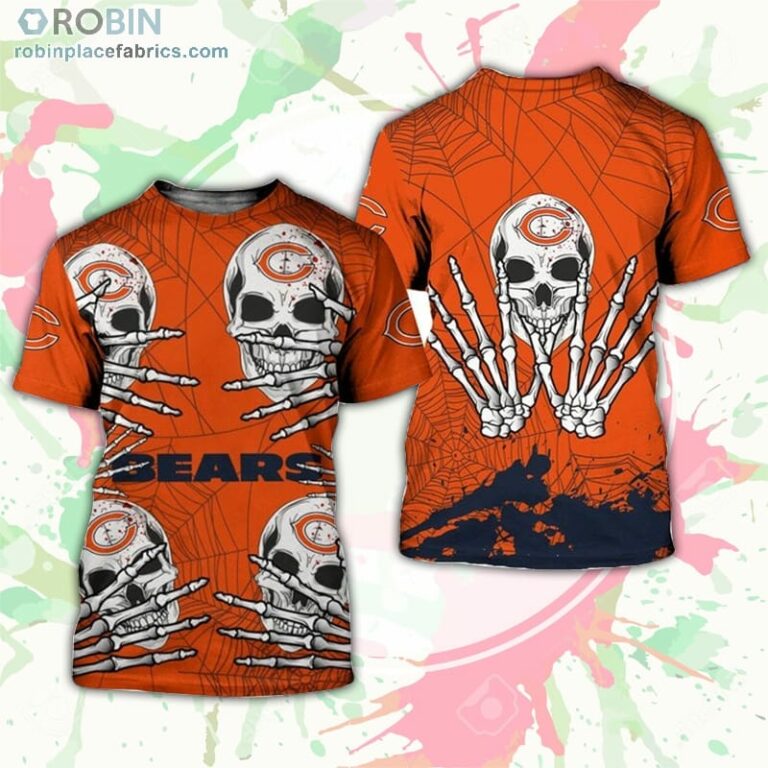 Chicago Bears T-Shirt Skull For Halloween Graphic – AOP Tshirt