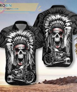 Chief Skull Motorcycle Unisex Casual Short Sleeve Hawaiian Shirts